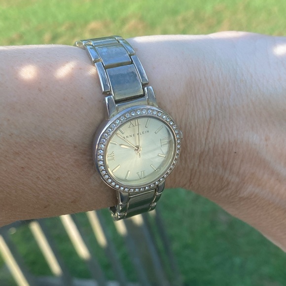 Anne Klein link watch Roman numerals water resistant crystal accent - Picture 8 of 14